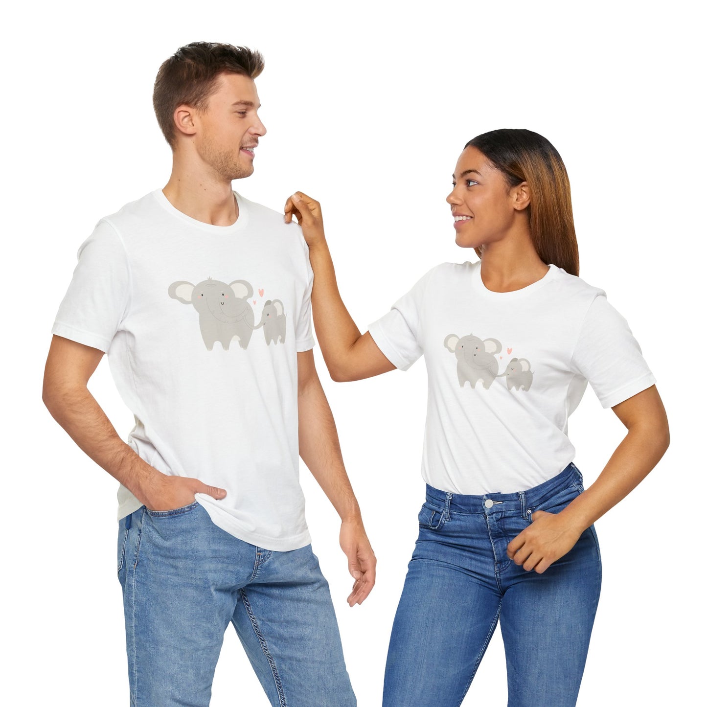 Mommy & Me Ele-fun Sweet Mom and Baby Elephant Unisex Jersey Short Sleeve Tee