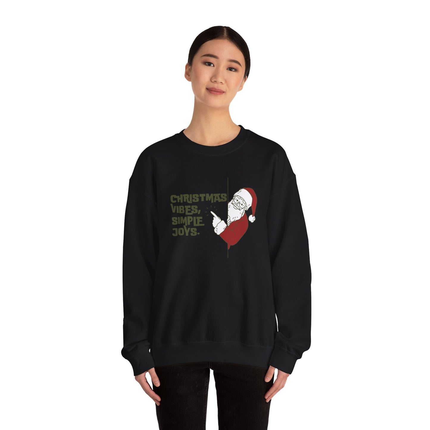 Unisex Heavy Blend Crewneck Sweatshirt Christmas Vibes Simple Joys with Santa 🎅✨