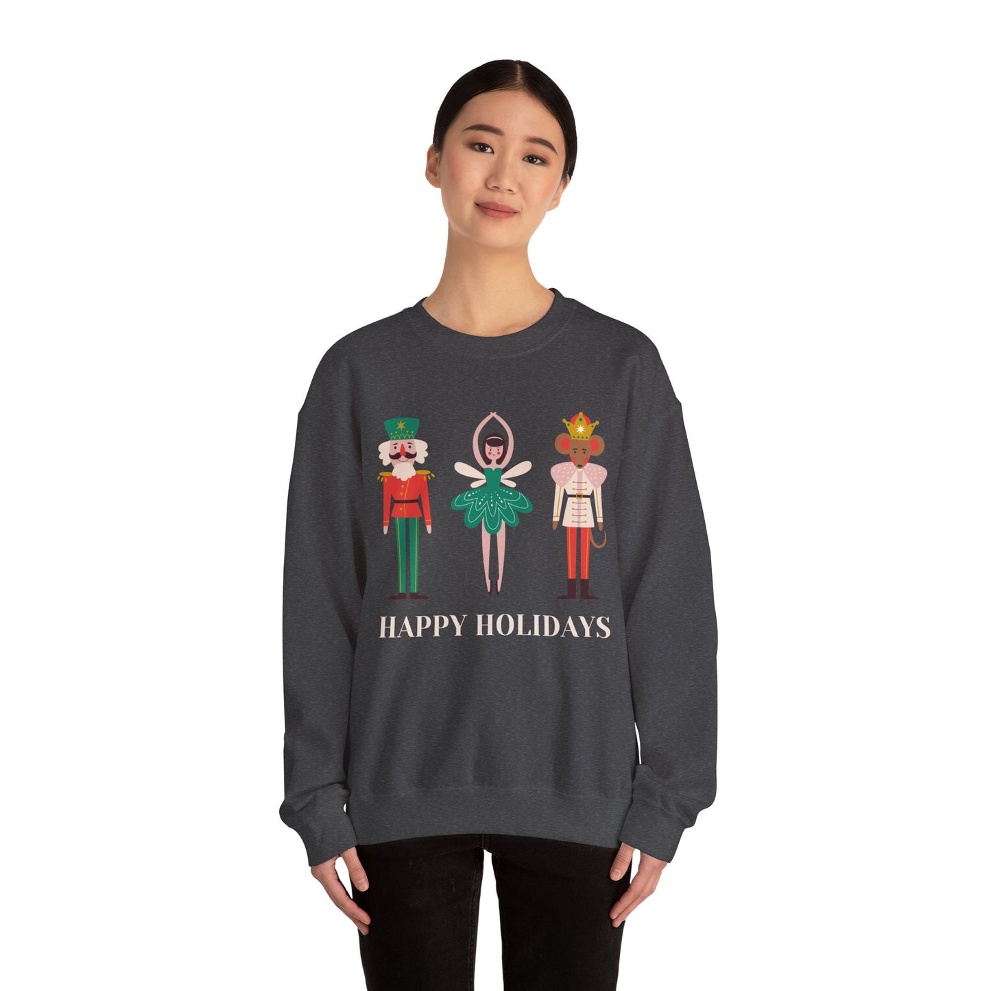 Unisex Heavy Blend Crewneck Sweatshirt Happy Holidays Nutcracker 🎄✨