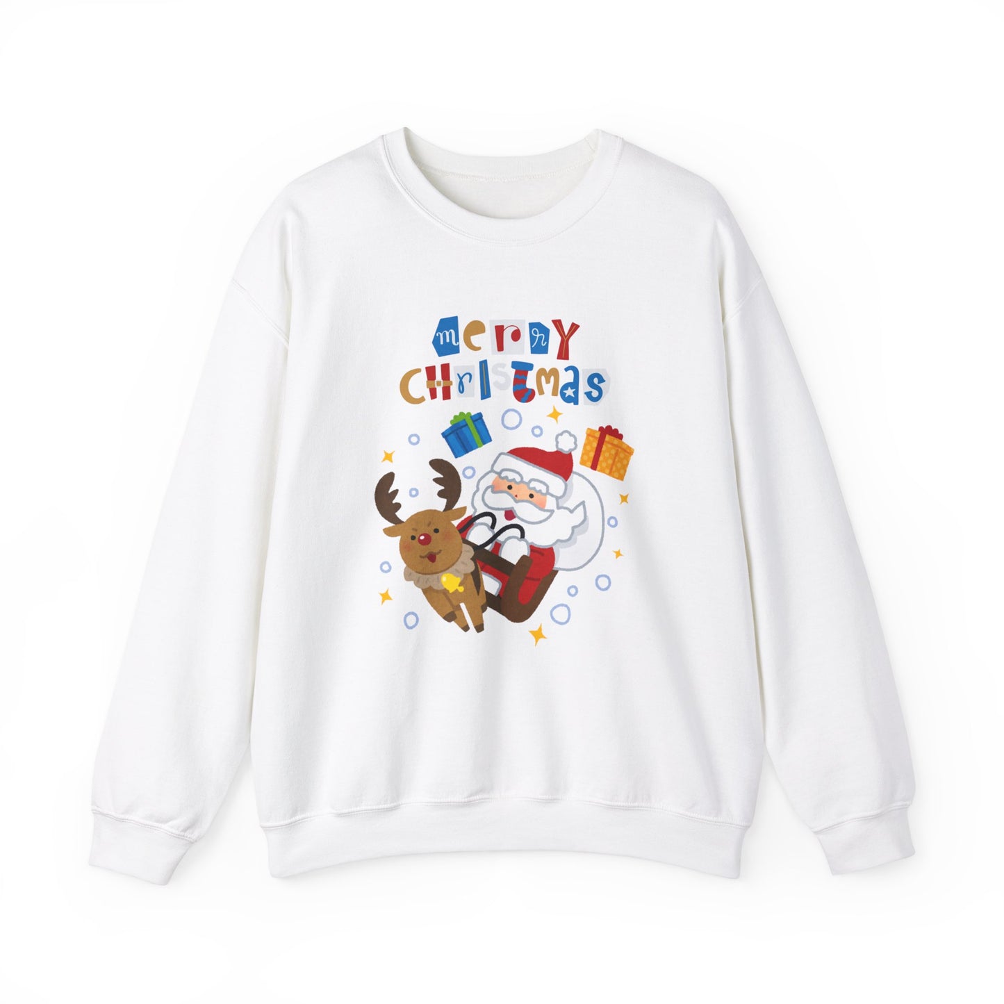 Unisex Heavy Blend Crewneck Sweatshirt Santa & Reindeer Merry Christmas 🎅🦌✨