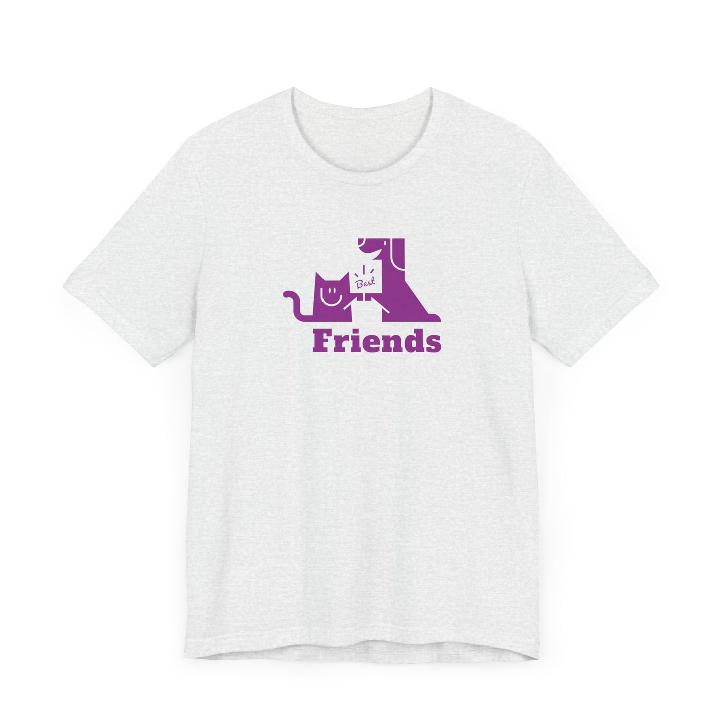 Cat & Dog Hi-5 Each Other Best Friends Purple Print Unisex Jersey Short Sleeve Tee