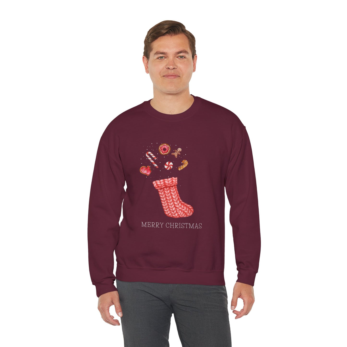 Cozy Christmas Sock 🎄🧦🍩 Unisex Heavy Blend Crewneck Sweatshirt