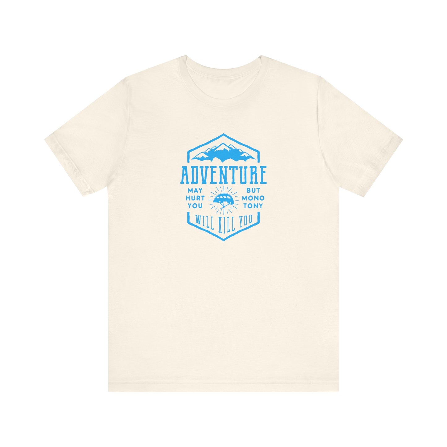 Unisex Jersey Short Sleeve Tee "Adventure" Blue Print