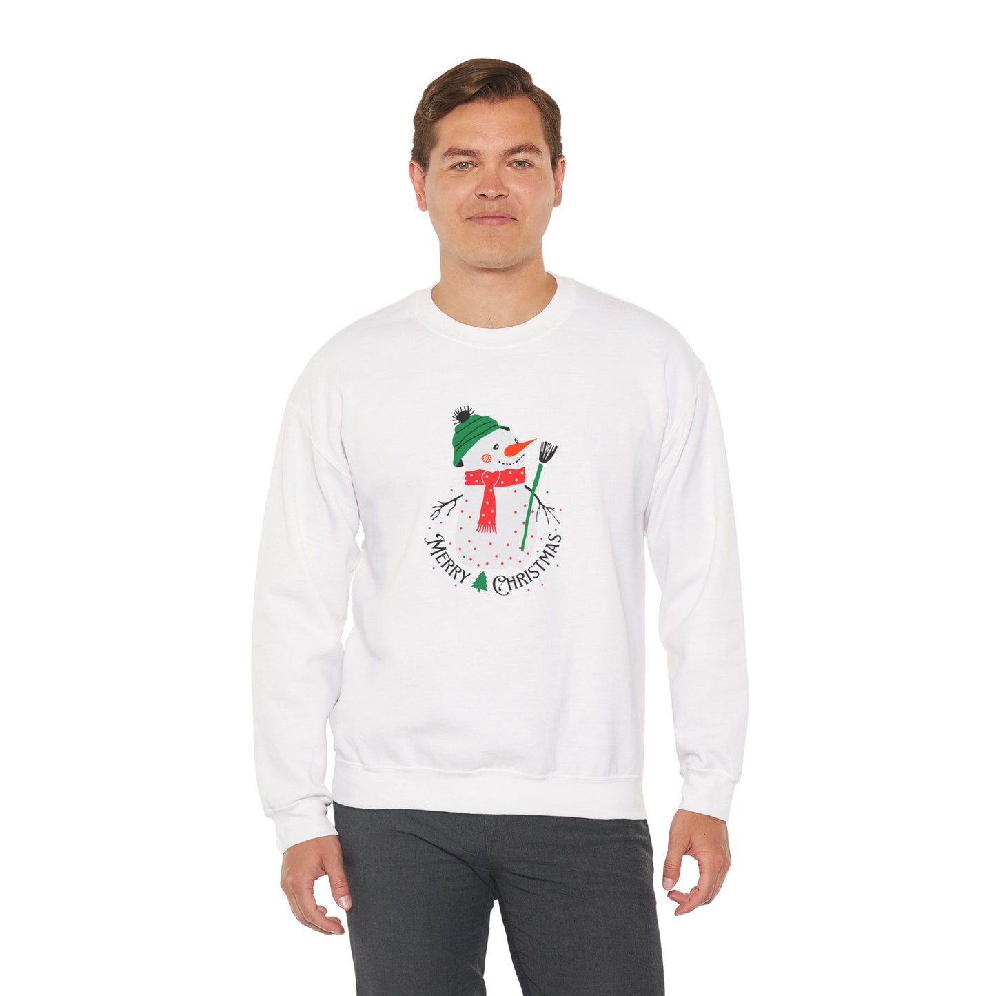 Merry Christmas Snowman ⛄🎄✨ Unisex Heavy Blend Crewneck Sweatshirt