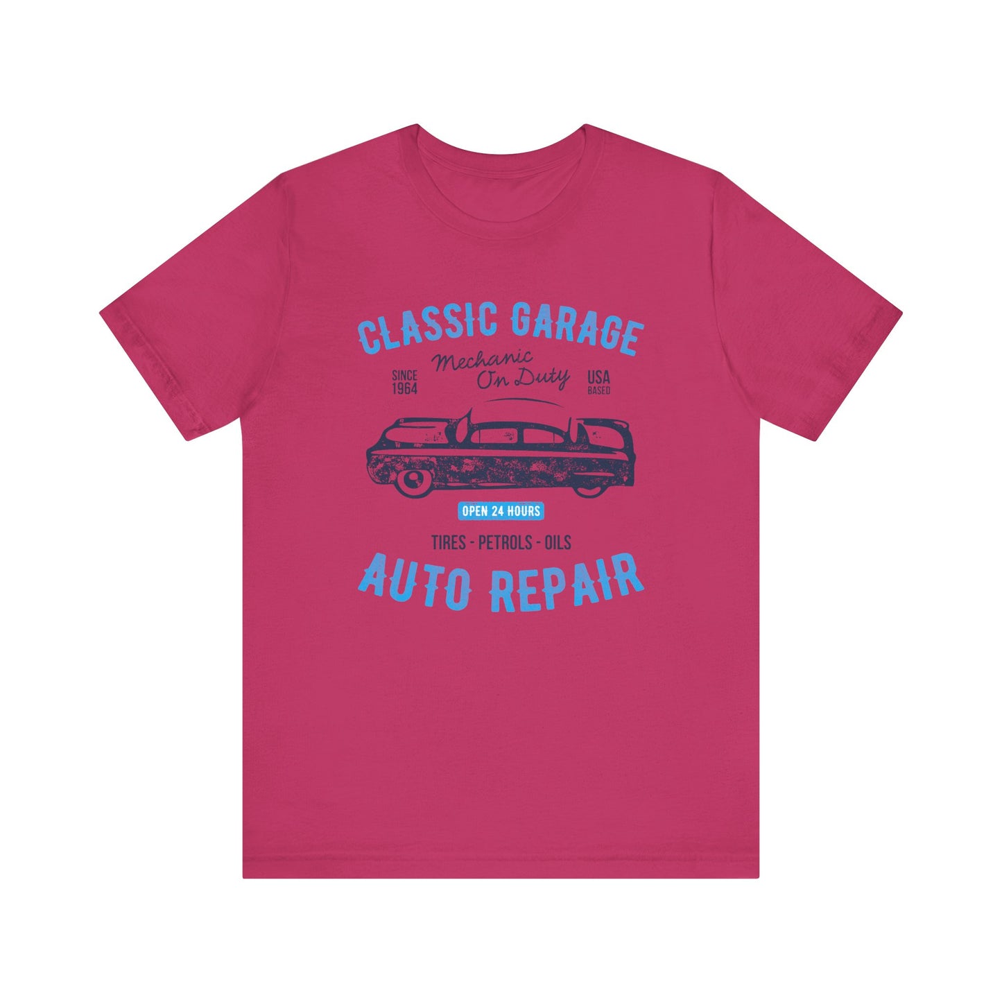 Unisex Jersey Short Sleeve Tee Classic Garage Auto Repair Blue Print