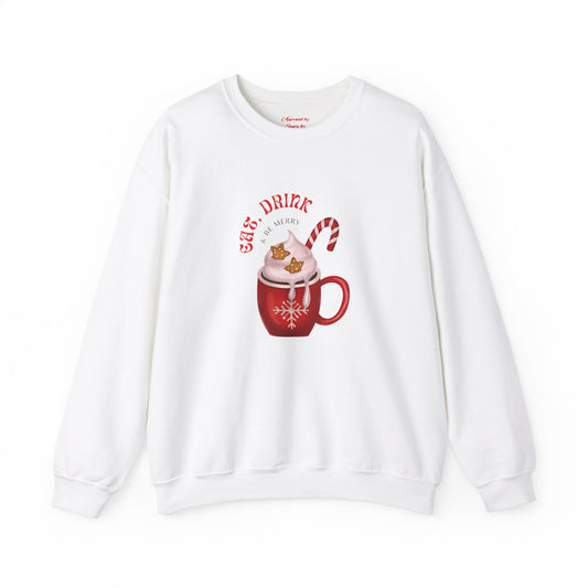 Unisex Heavy Blend Crewneck Sweatshirt Eat Drink & Be Merry Hot Cocoa 🎄☕✨