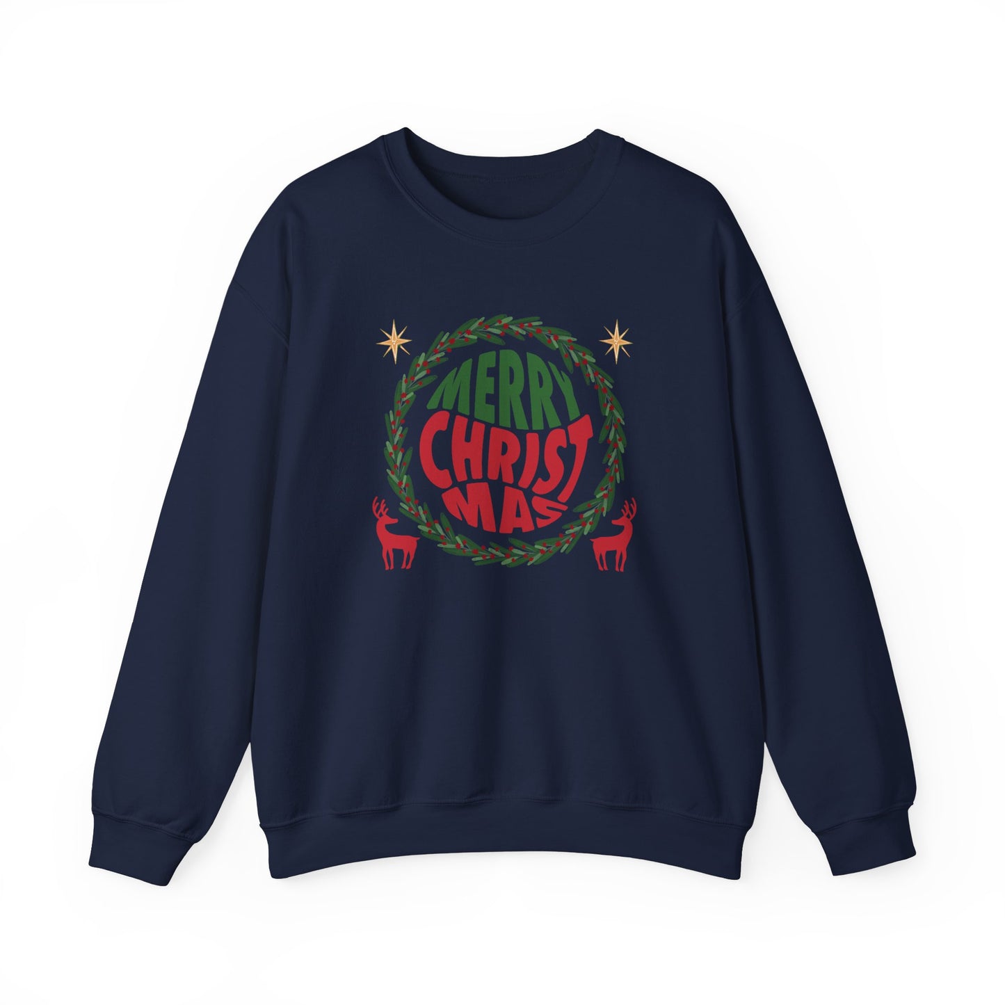 Unisex Heavy Blend Crewneck Sweatshirt Merry Christmas Wreath Design 🎄✨