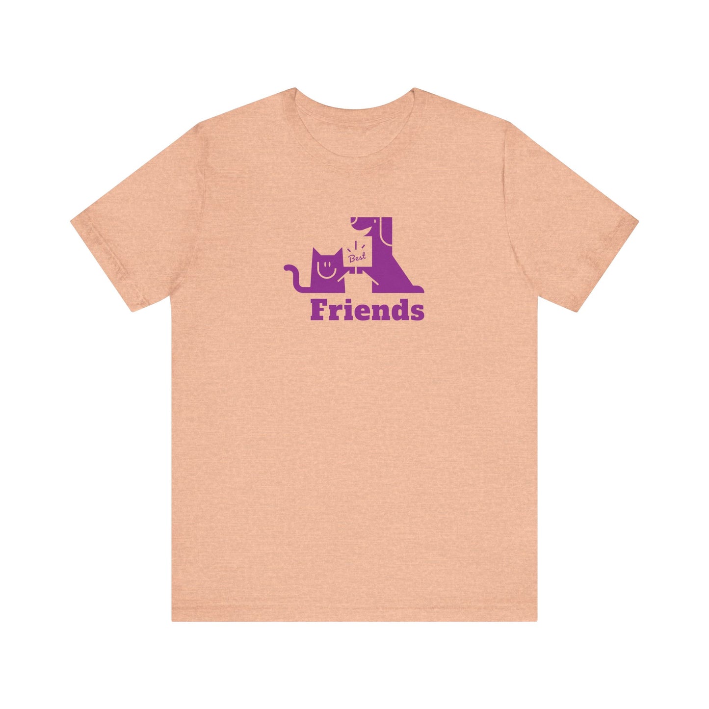 Cat & Dog Hi-5 Each Other Best Friends Purple Print Unisex Jersey Short Sleeve Tee
