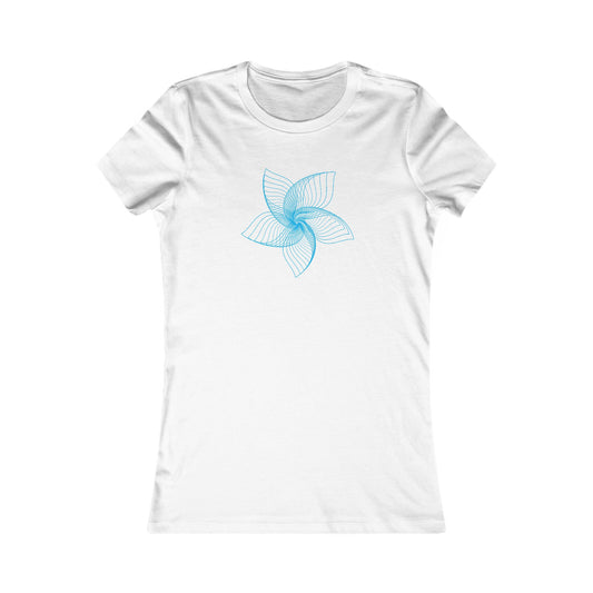 Women's Favorite T-Shirt "Geometric Petal Play" Whimsical 5-Petal Flower Blue Print