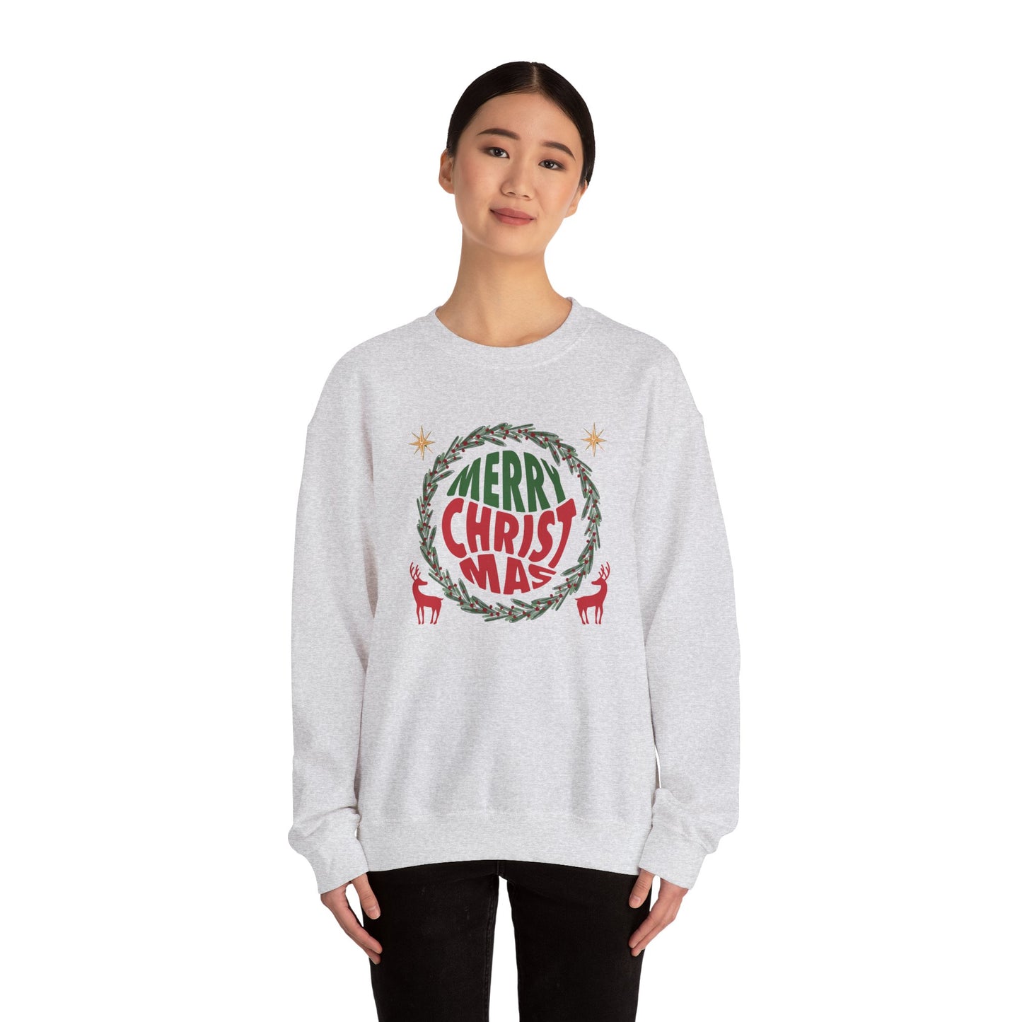 Unisex Heavy Blend Crewneck Sweatshirt Merry Christmas Wreath Design 🎄✨