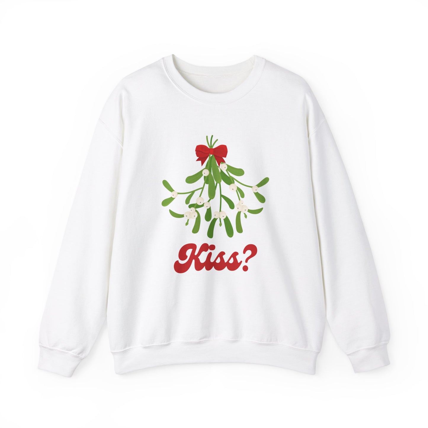 Unisex Heavy Blend Crewneck Sweatshirt Mistletoe Kiss? Yes! 💋🌿✨