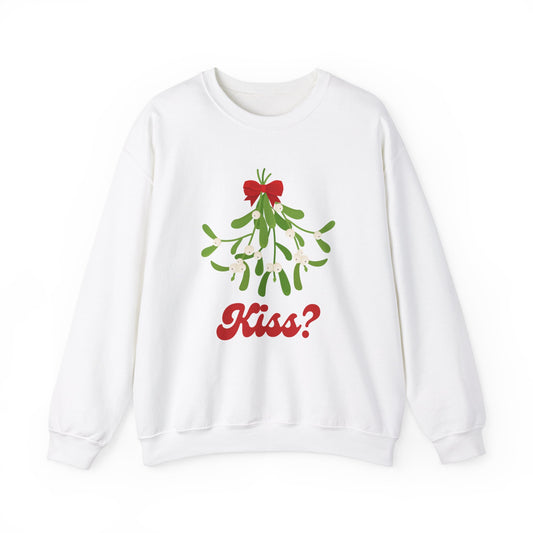 Unisex Heavy Blend Crewneck Sweatshirt Mistletoe Kiss? Yes! 💋🌿✨