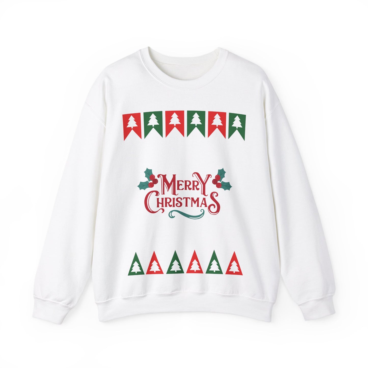 Unisex Heavy Blend Crewneck Sweatshirt Merry Christmas with Tree Border 🎄✨