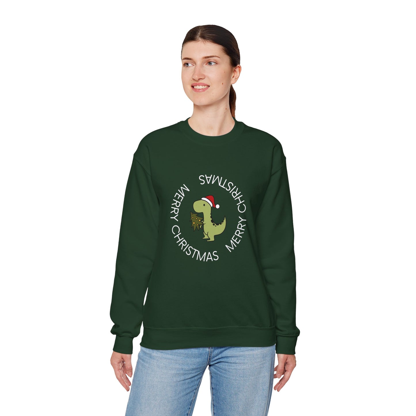 Dino-Merry Christmas 🎄🦖🎅 Unisex Heavy Blend Crewneck Sweatshirt