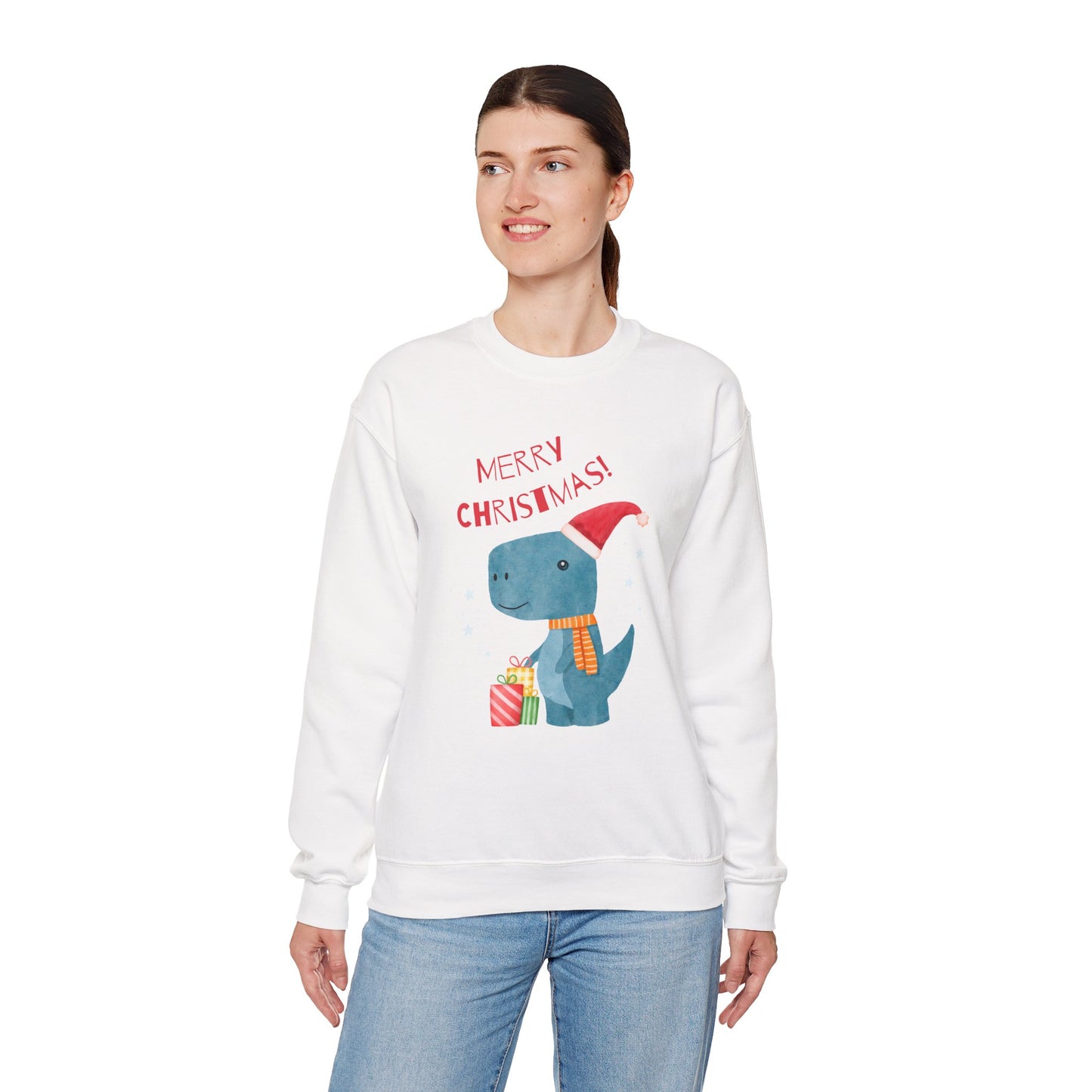 Merry Christmas Dino 🎄🦖🎁 Unisex Heavy Blend Crewneck Sweatshirt