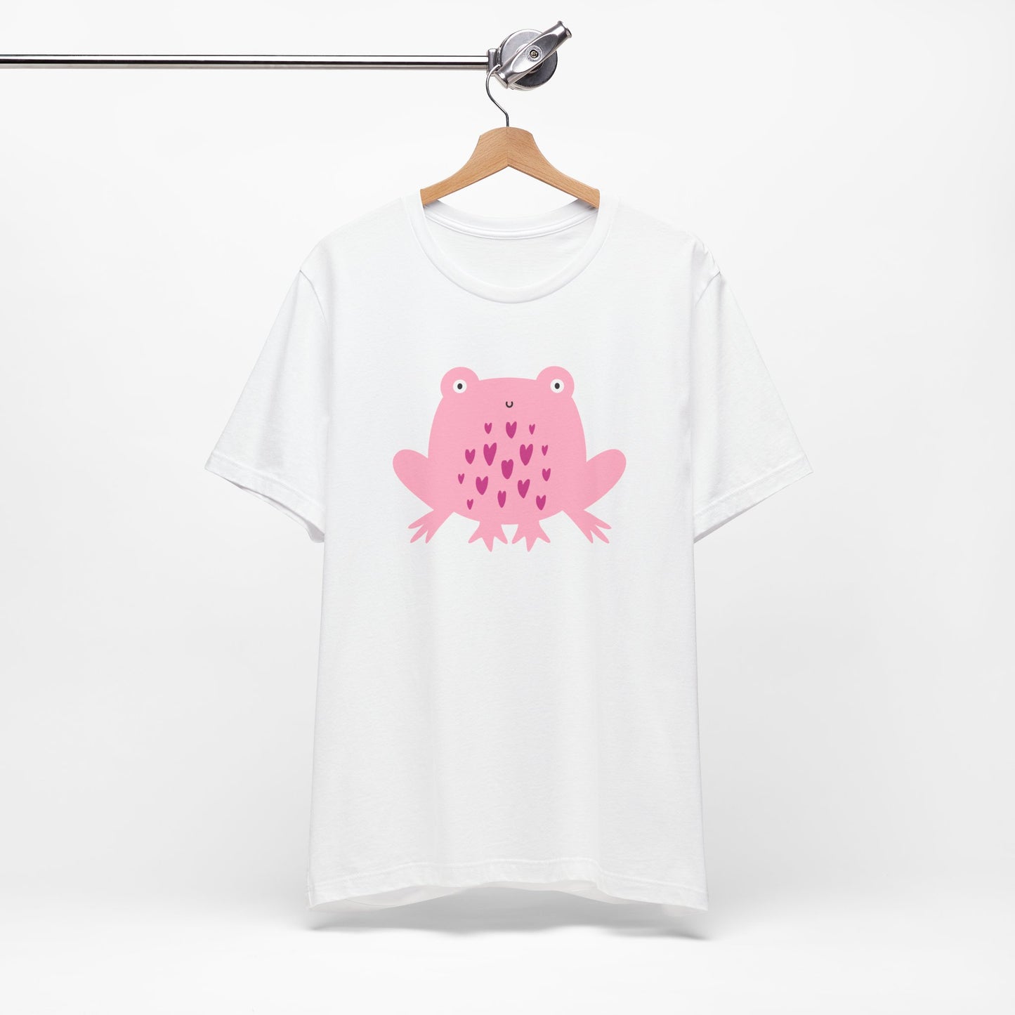 Adorable Pink Frog with Hearts Unisex Jersey Short Sleeve Tee
