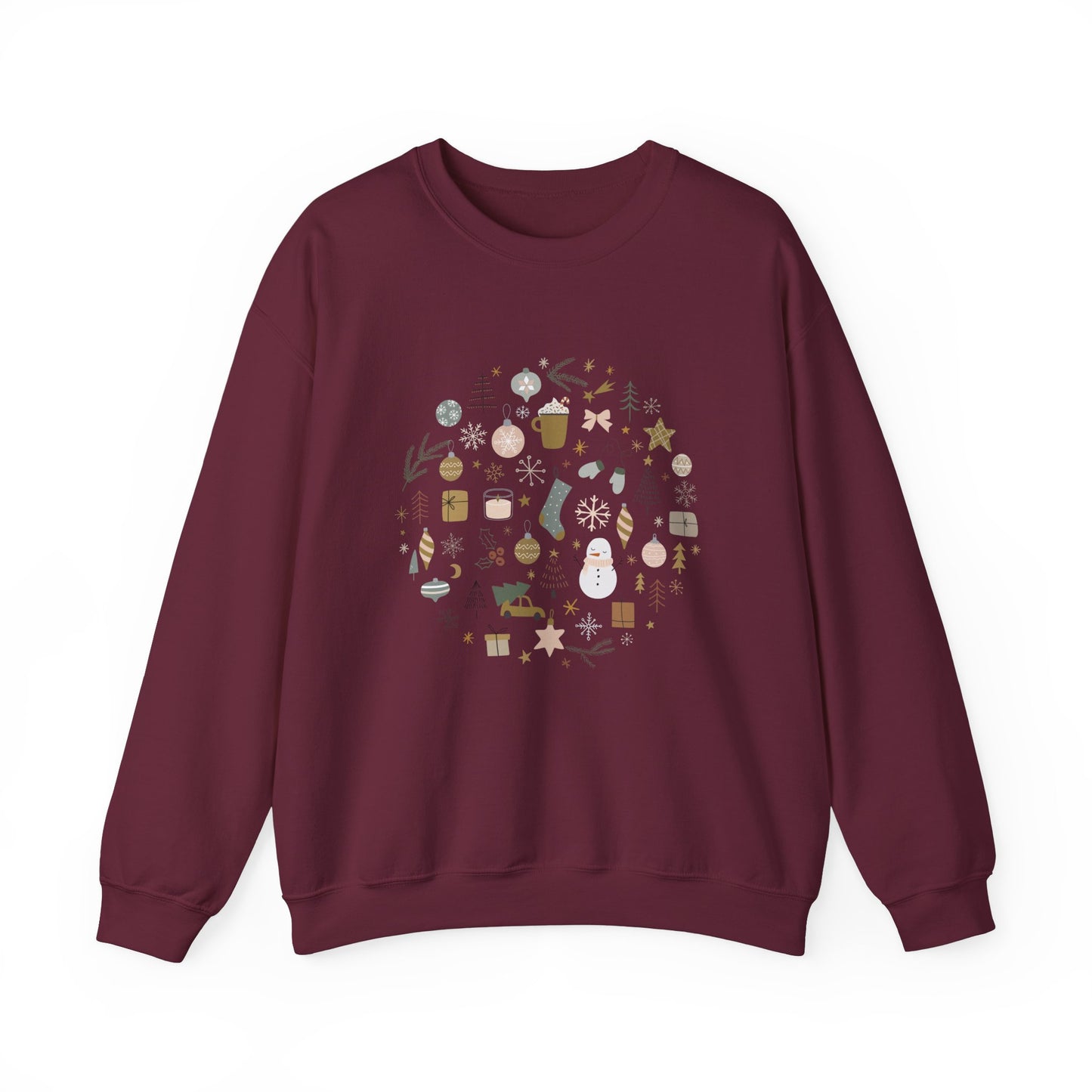 Unisex Heavy Blend Crewneck Sweatshirt Festive Holiday Round Collage 🎄☃️❄️