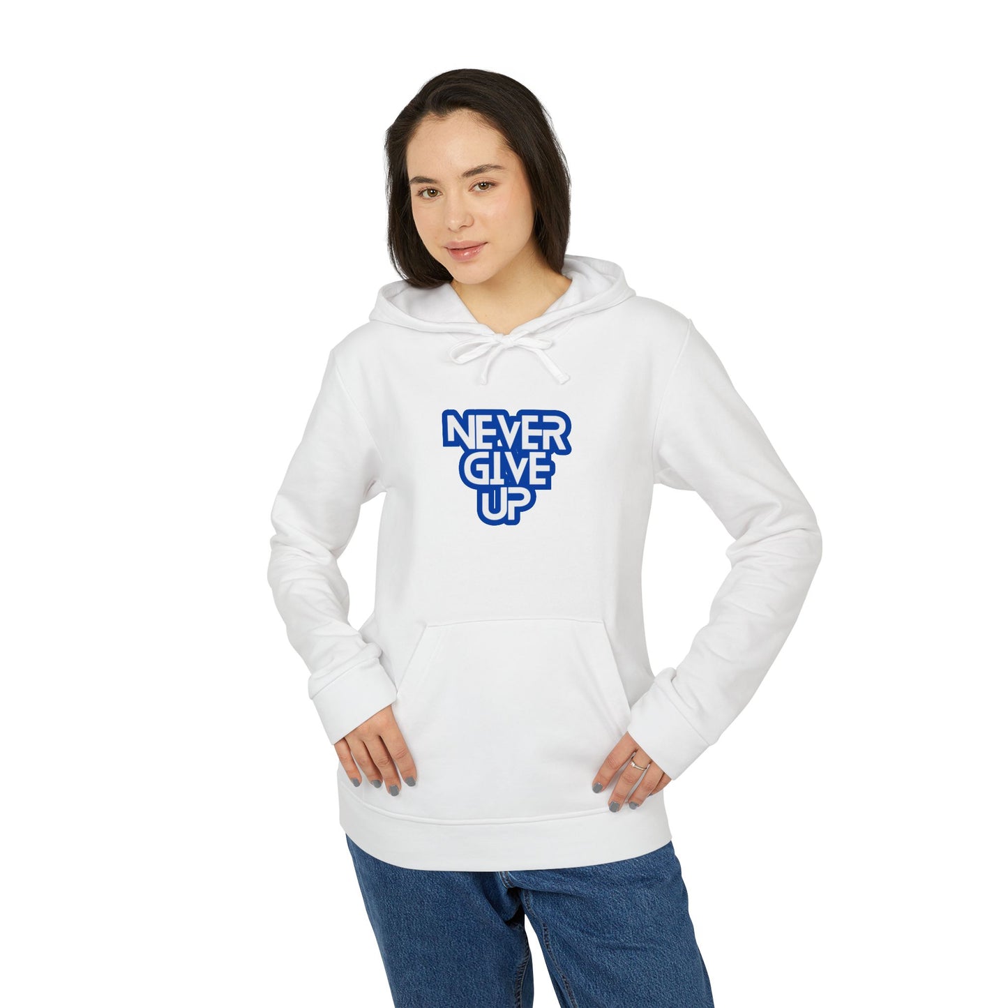 Never Give Up Adidas Unisex Cozy Fleece Hoodie