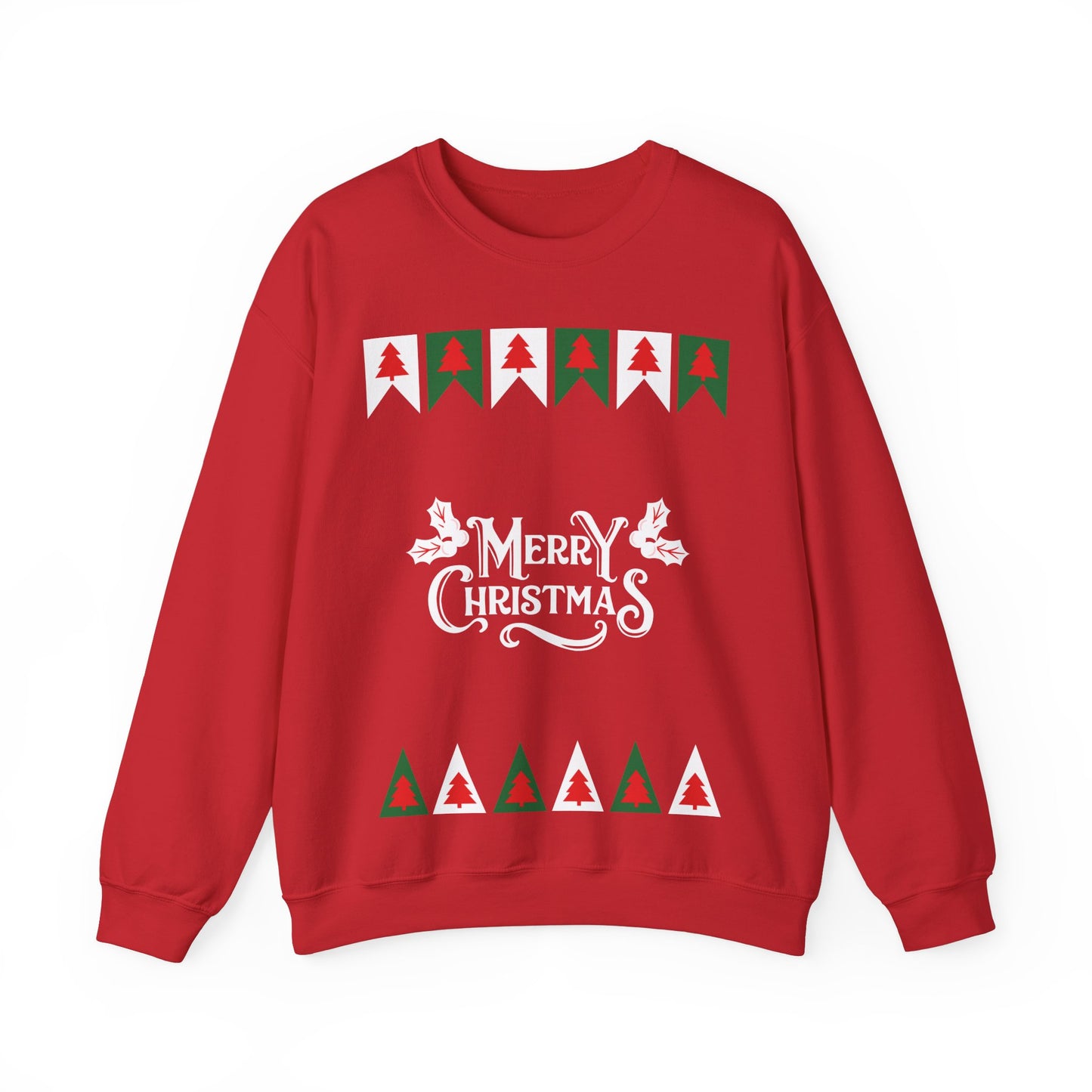 Unisex Heavy Blend Crewneck Sweatshirt Merry Christmas with Tree Border 🎄✨