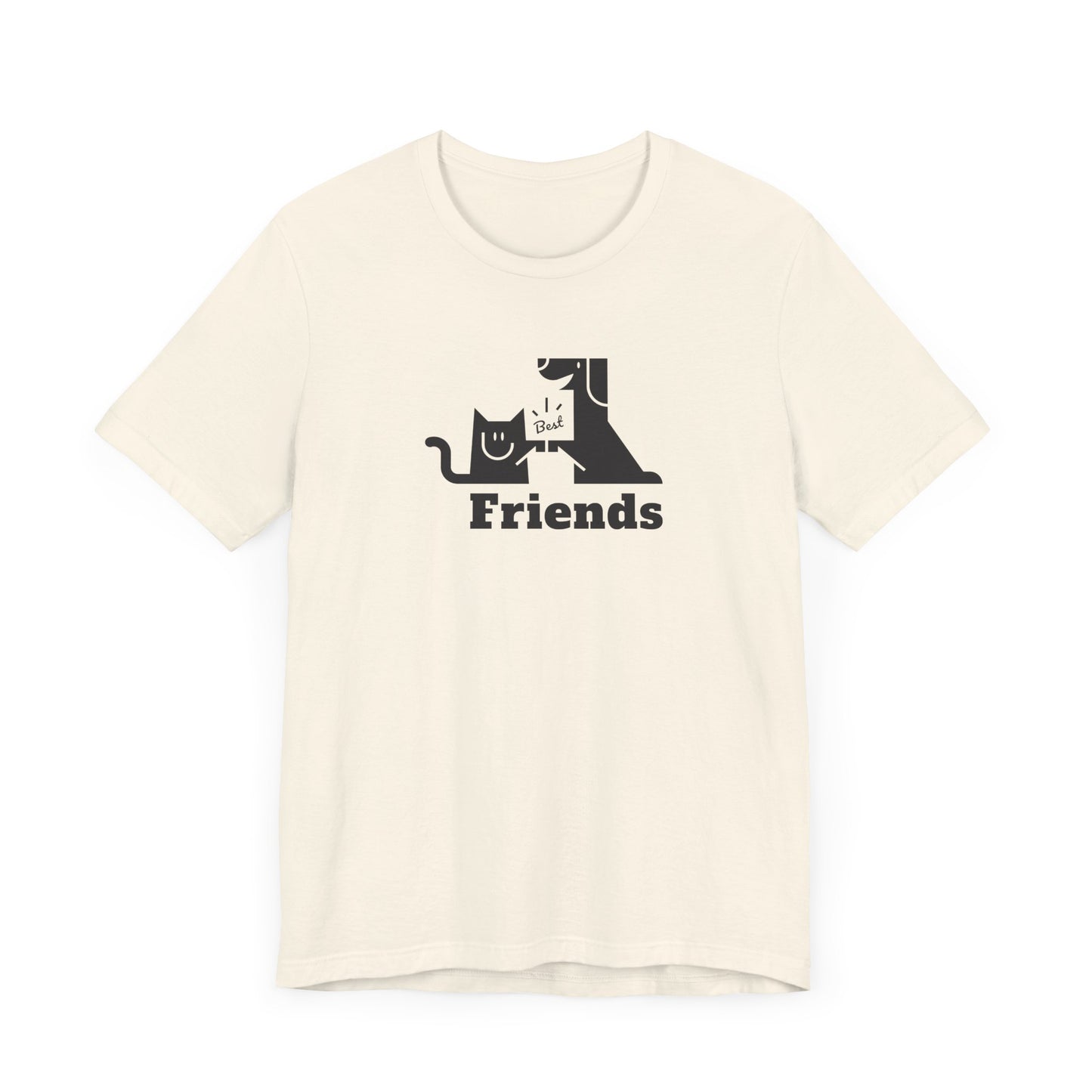 Cat & Dog Hi-5 Each Other Best Friends Black Print Unisex Jersey Short Sleeve Tee