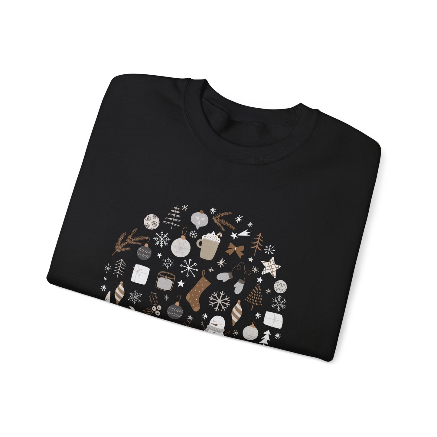Unisex Heavy Blend Crewneck Sweatshirt Festive Holiday Round Collage 🎄☃️❄️