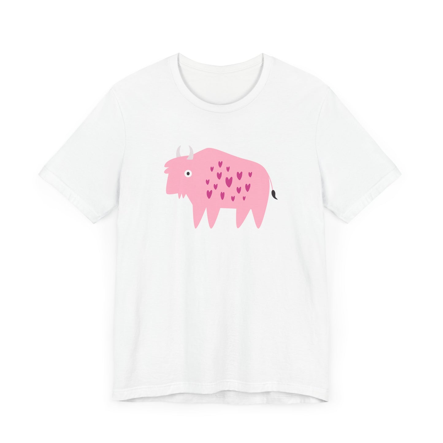 Unisex Jersey Short Sleeve Tee Adorably Quirky Pink Bison With Hearts