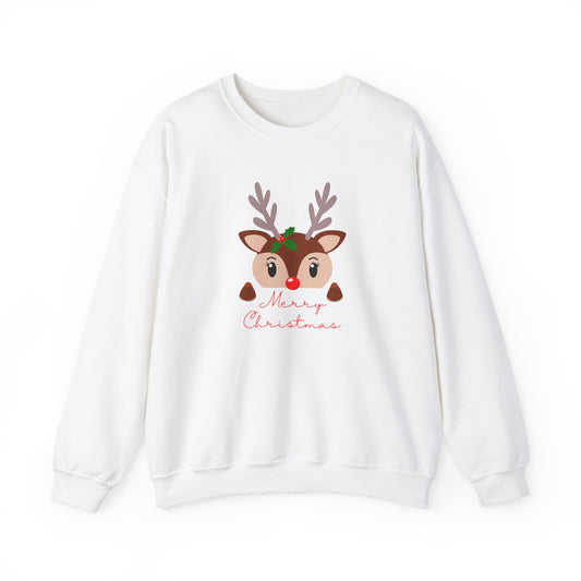 Unisex Heavy Blend Crewneck Sweatshirt Adorable Baby Deer Merry Christmas 🎄🦌✨