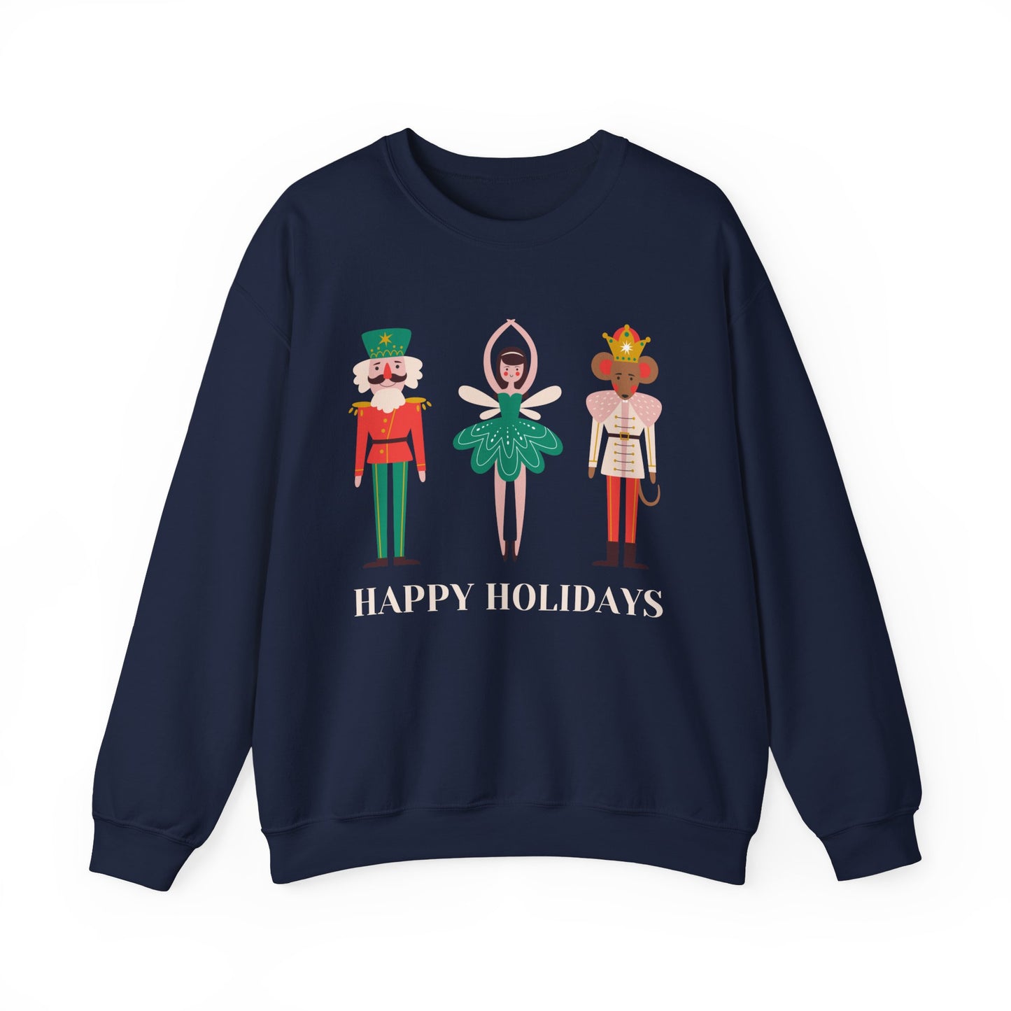 Unisex Heavy Blend Crewneck Sweatshirt Happy Holidays Nutcracker 🎄✨