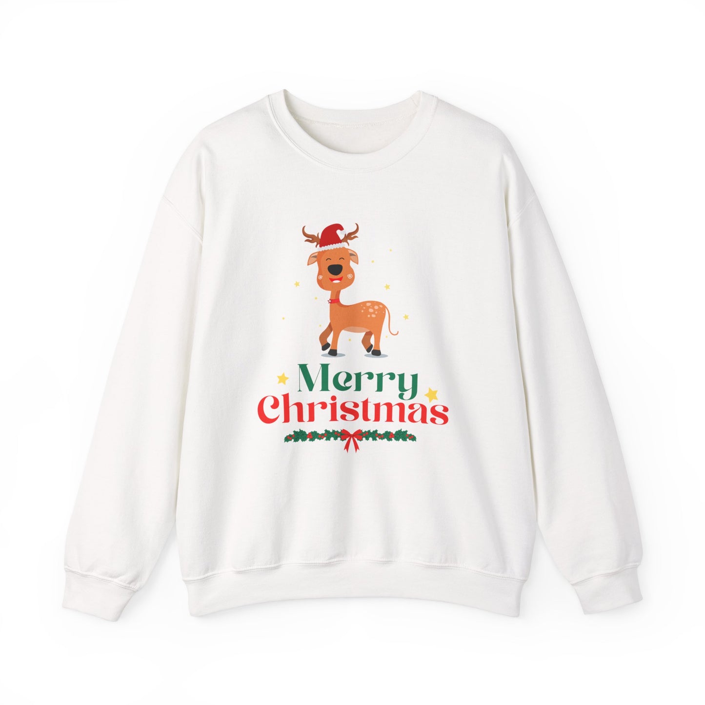 Merry Christmas Reindeer 🎄🦌✨ Unisex Heavy Blend Crewneck Sweatshirt