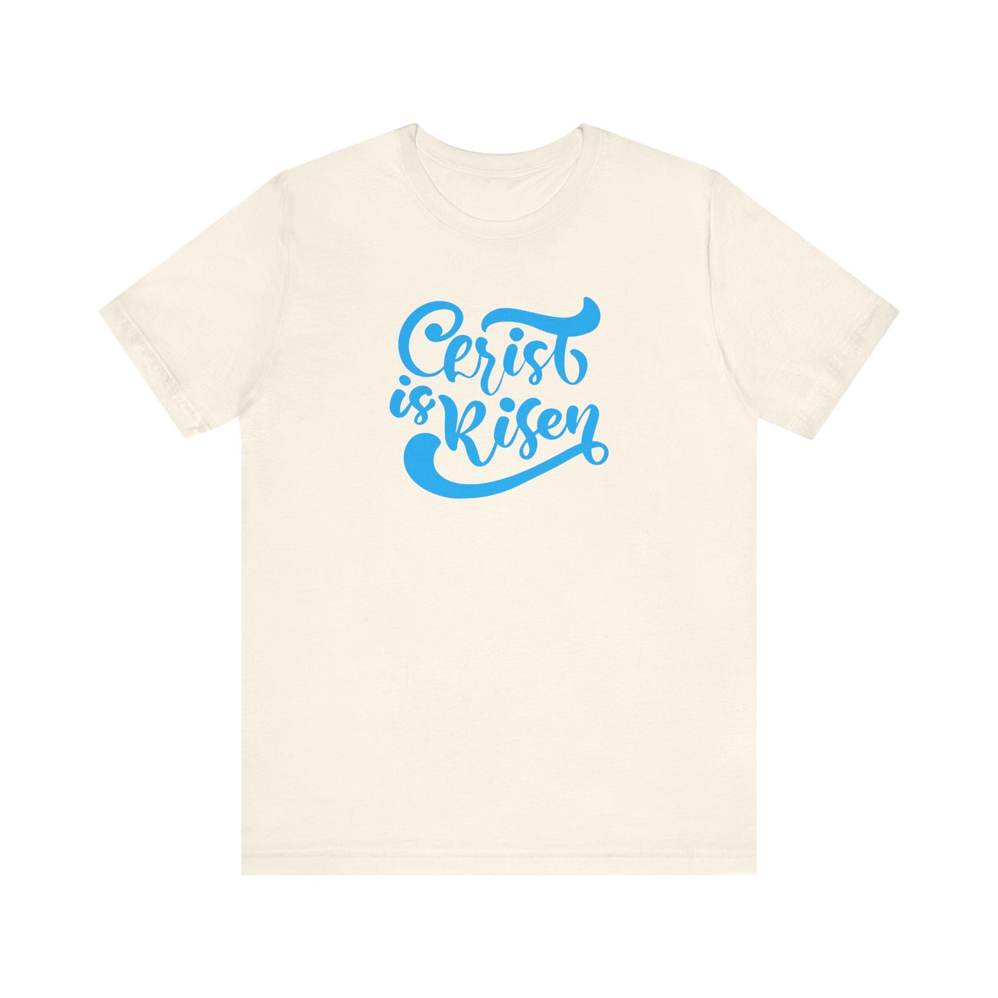 Unisex Jersey Short Sleeve Tee Easter 'Christ is Risen' Blue Print