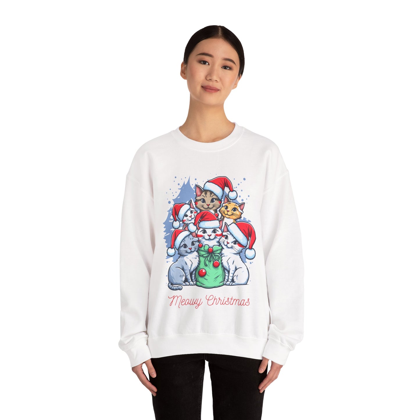 Meowy Christmas 🎅🐾✨ Unisex Heavy Blend Crewneck Sweatshirt