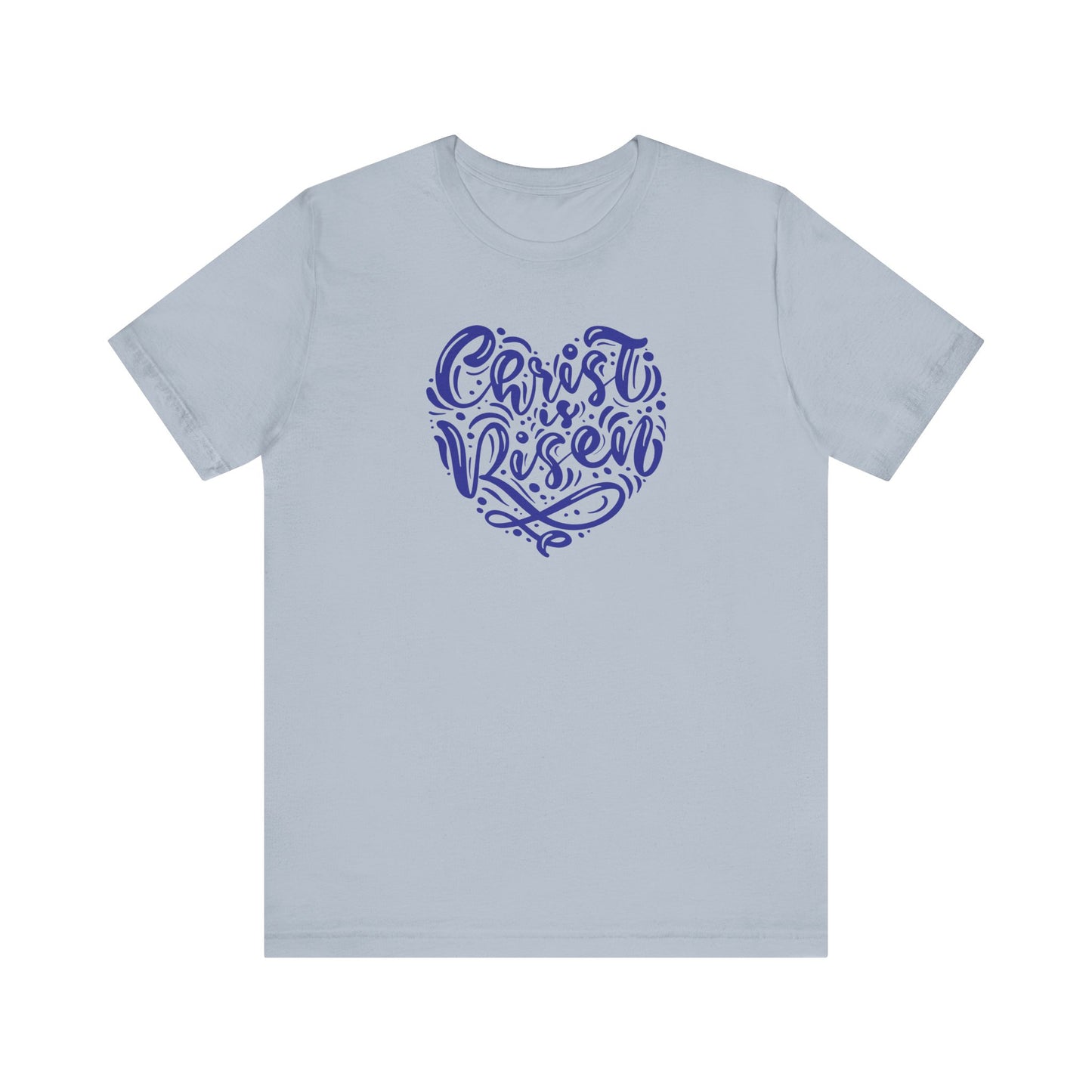 Christ is Risen Heart Shaped Navy Print Unisex Jersey Short Sleeve Tee