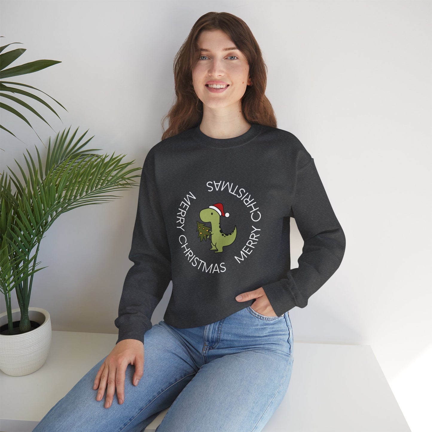 Dino-Merry Christmas 🎄🦖🎅 Unisex Heavy Blend Crewneck Sweatshirt