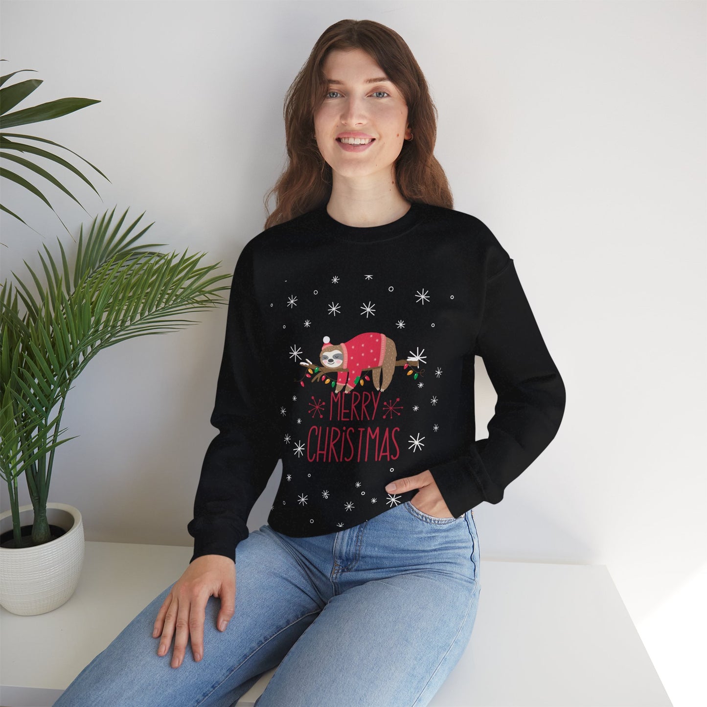 Merry Christmas Sloth 🎄🦥✨ Unisex Heavy Blend Crewneck Sweatshirt