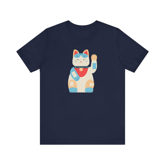 Good Vibes With Maneki-Neko Cat Unisex Jersey Short Sleeve Tee