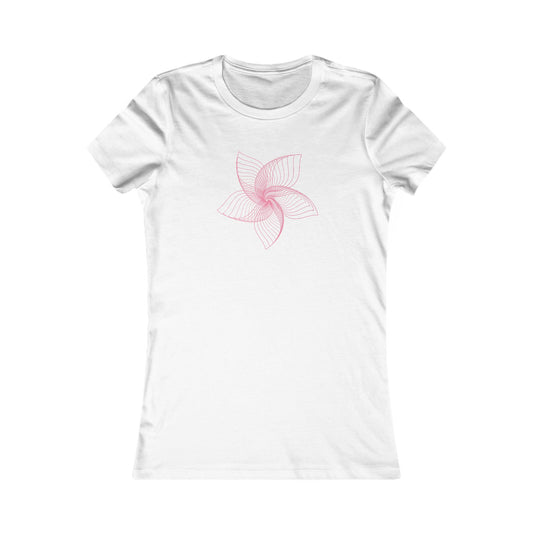 Women's Favorite T-Shirt "Geometric Petal Play" Whimsical 5-Petal Flower Pink Print