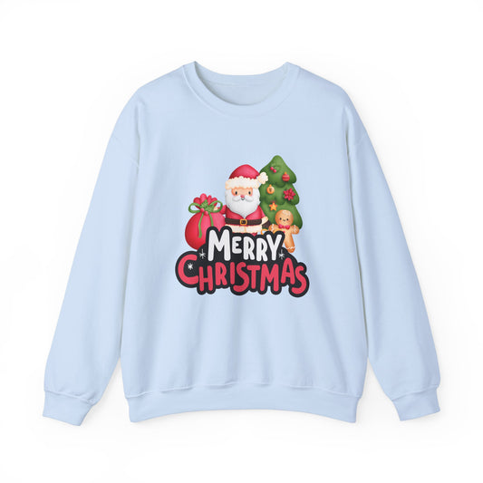 Unisex Heavy Blend Crewneck Sweatshirt  Merry Christmas with Santa & Gingerbread Man 🎅🍪✨