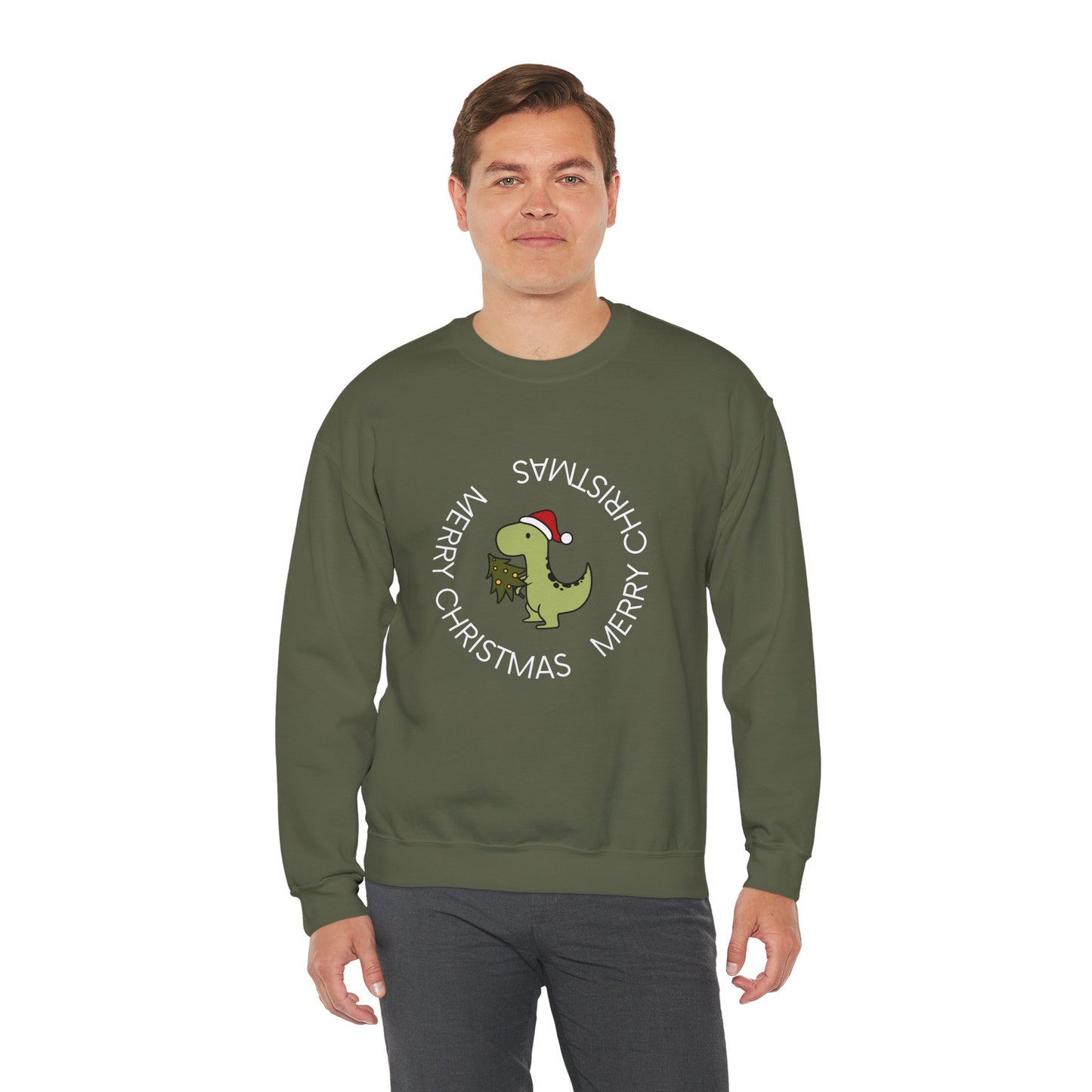 Dino-Merry Christmas 🎄🦖🎅 Unisex Heavy Blend Crewneck Sweatshirt