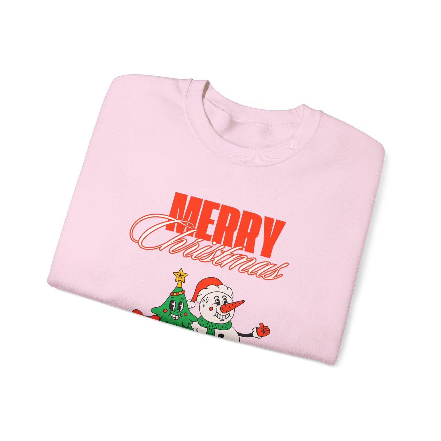 Unisex Heavy Blend Crewneck Sweatshirt Merry Christmas with Snowman & Tree 🎄☃️✨