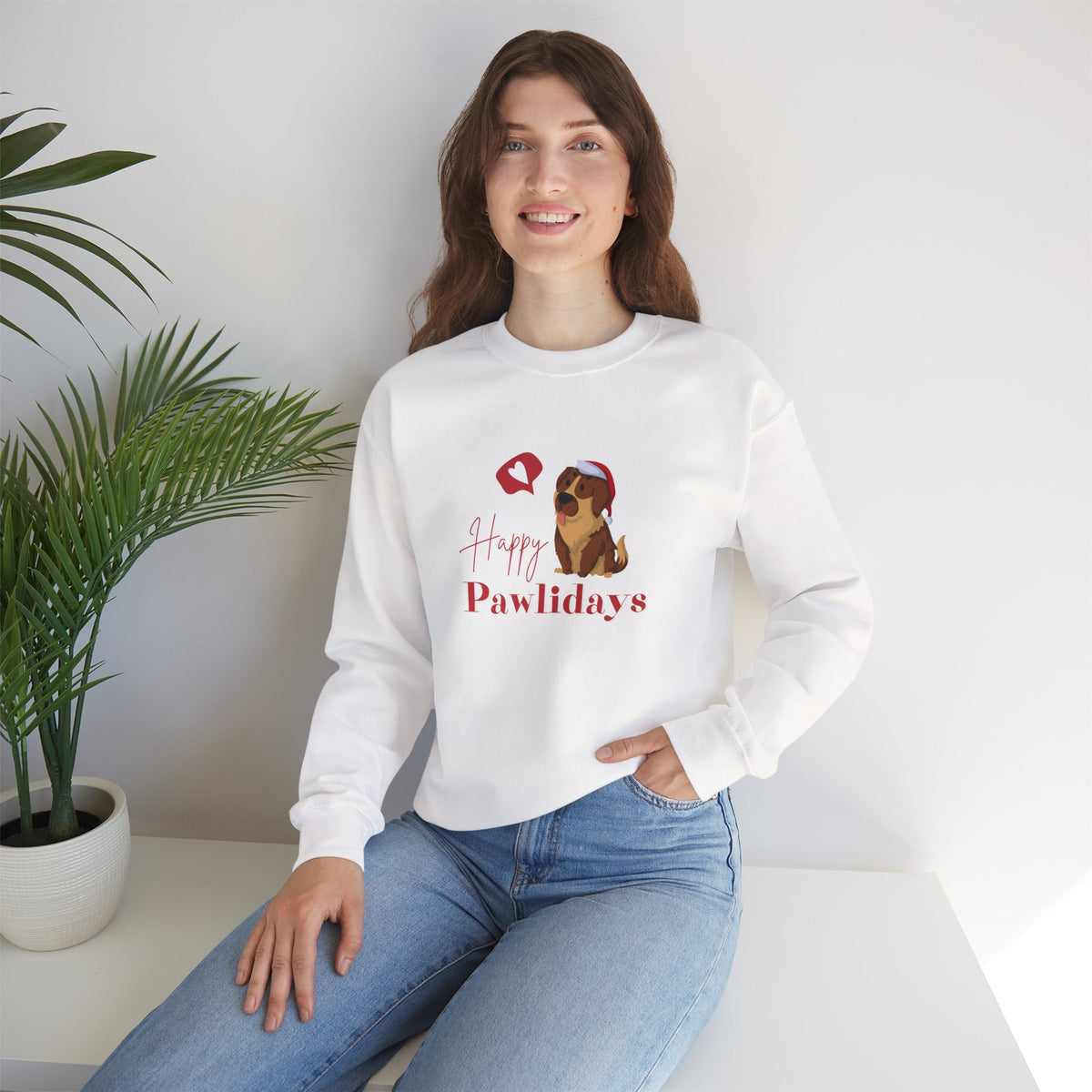 Happy Pawlidays with Santa Dog 🎅🐾❤️ Unisex Heavy Blend Crewneck Sweatshirt