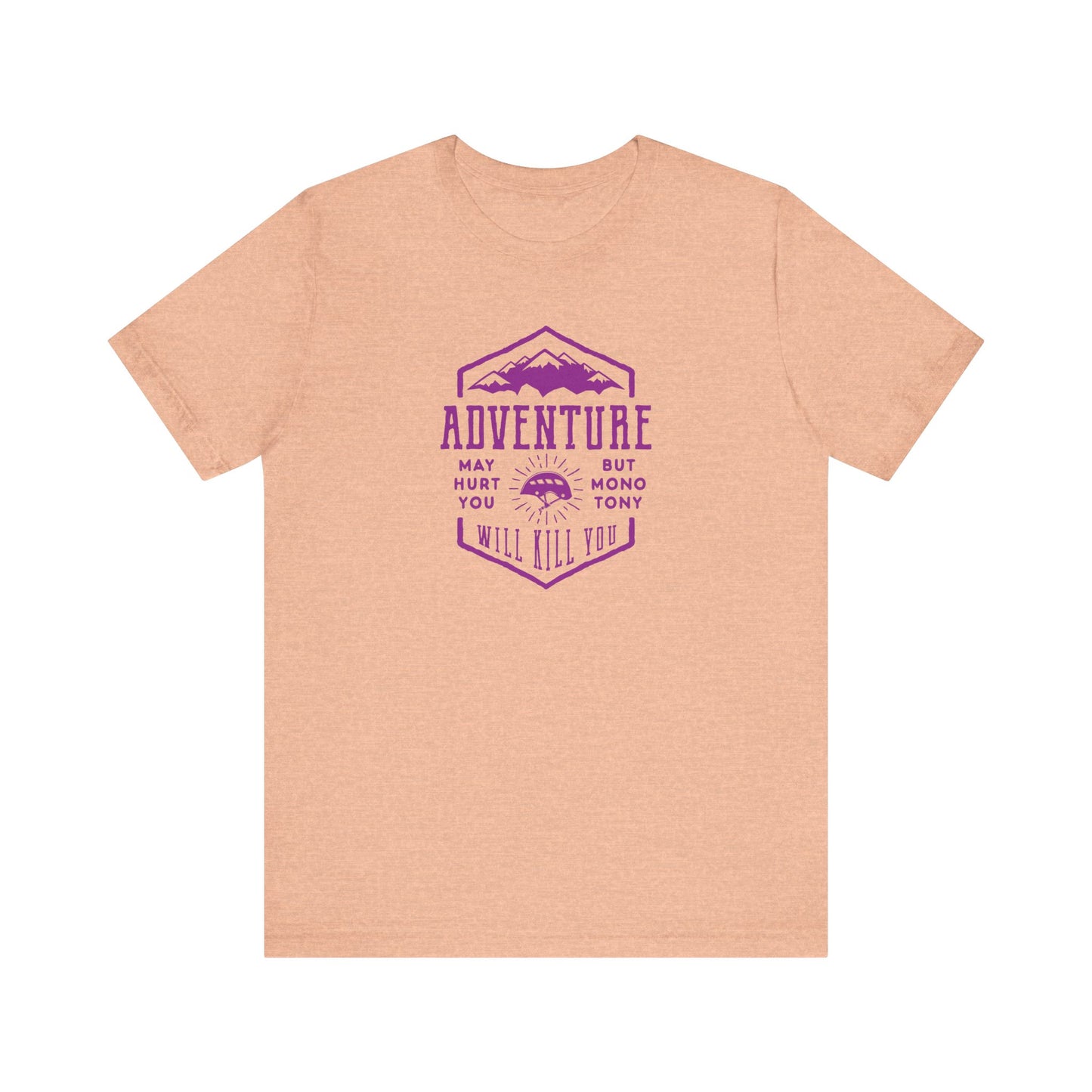 Unisex Jersey Short Sleeve Tee "Adventure" Purple Print