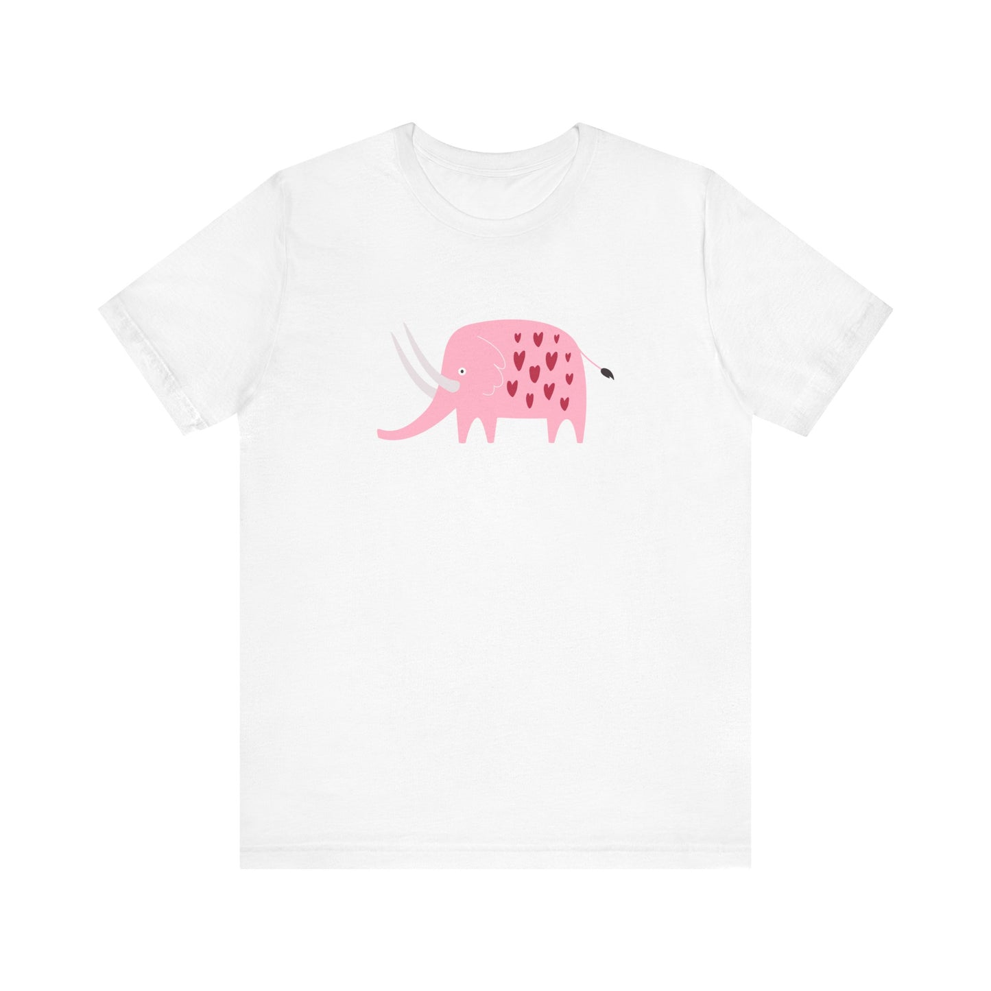 Unisex Jersey Short Sleeve Tee "Lovely Pink Pachyderm" Adorable Elephant with Hearts