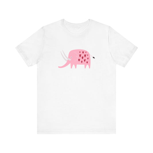 Unisex Jersey Short Sleeve Tee "Lovely Pink Pachyderm" Adorable Elephant with Hearts