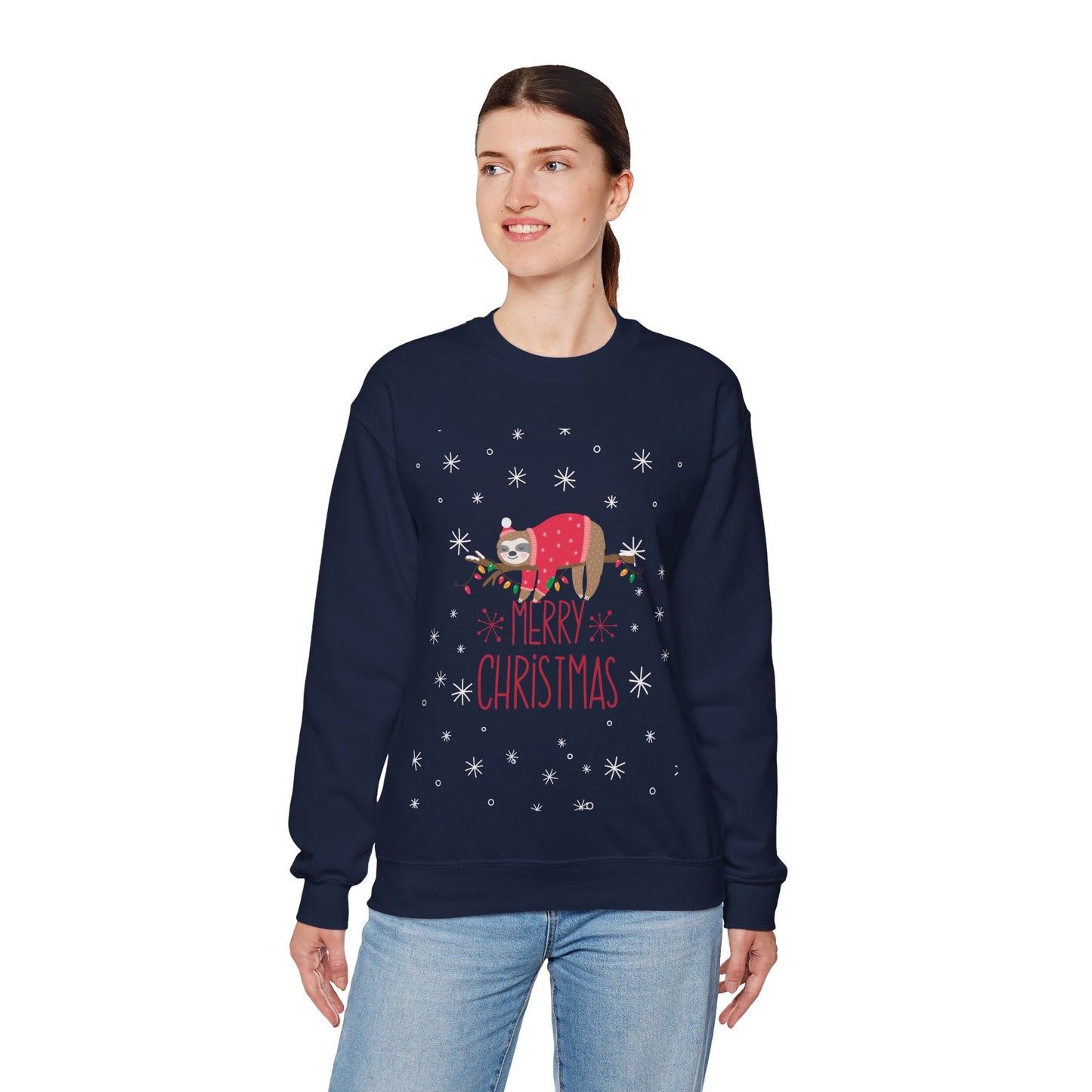 Merry Christmas Sloth 🎄🦥✨ Unisex Heavy Blend Crewneck Sweatshirt