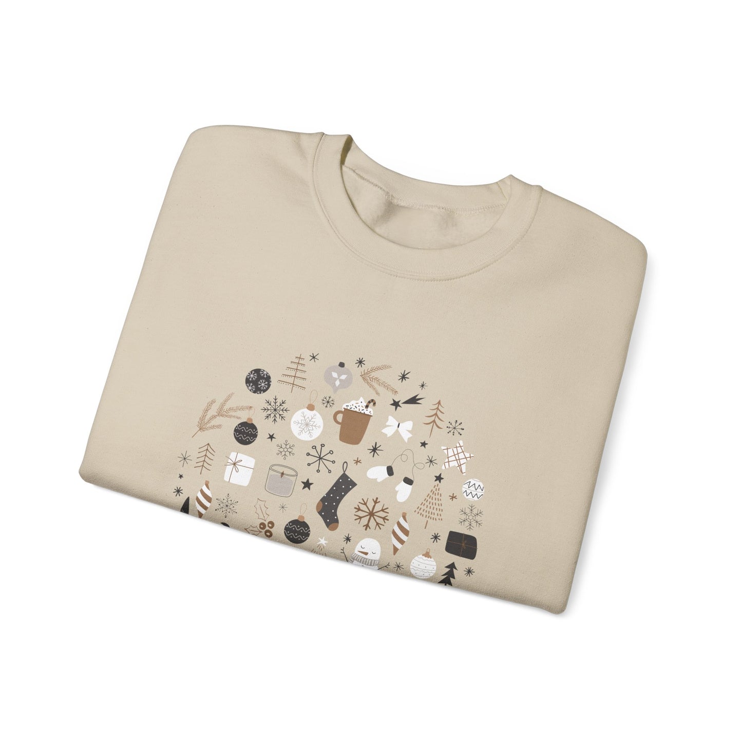 Unisex Heavy Blend Crewneck Sweatshirt Festive Holiday Round Collage 🎄☃️❄️