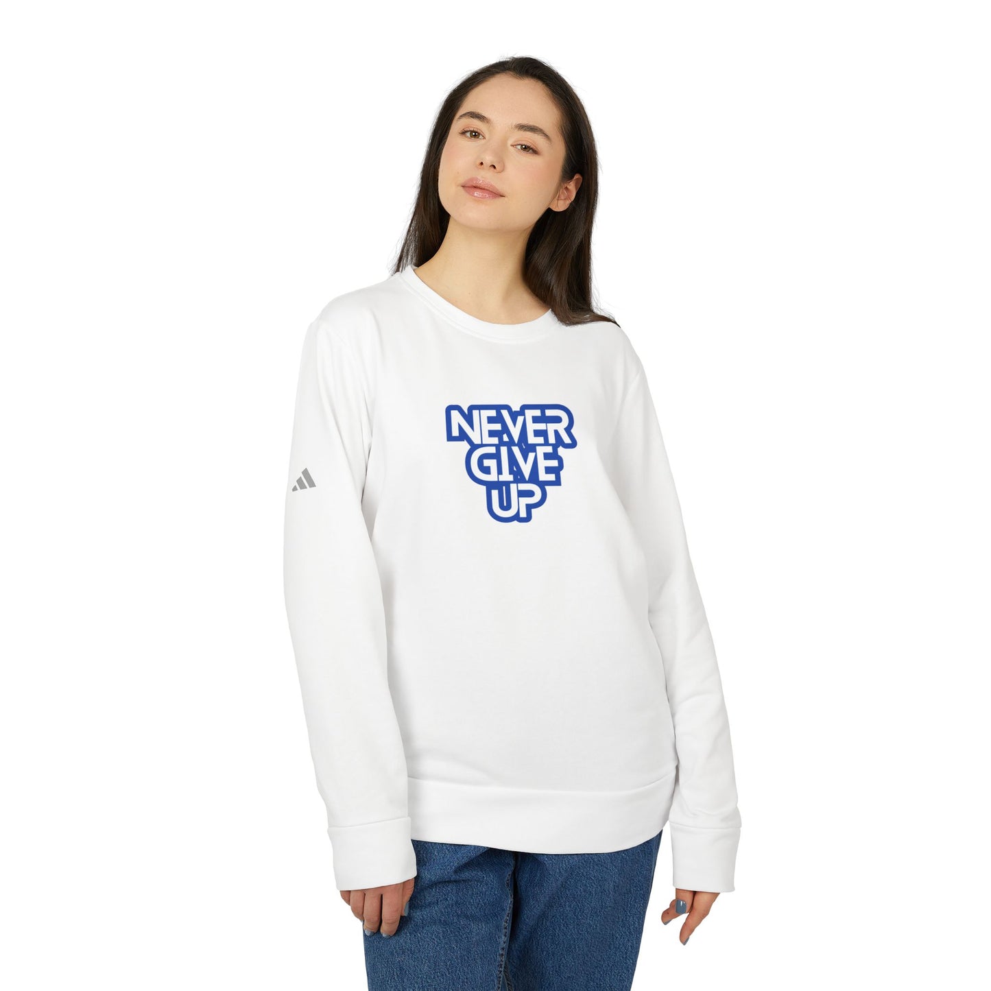 Never Give Up Adidas Unisex Cozy Fleece Sweatshirt