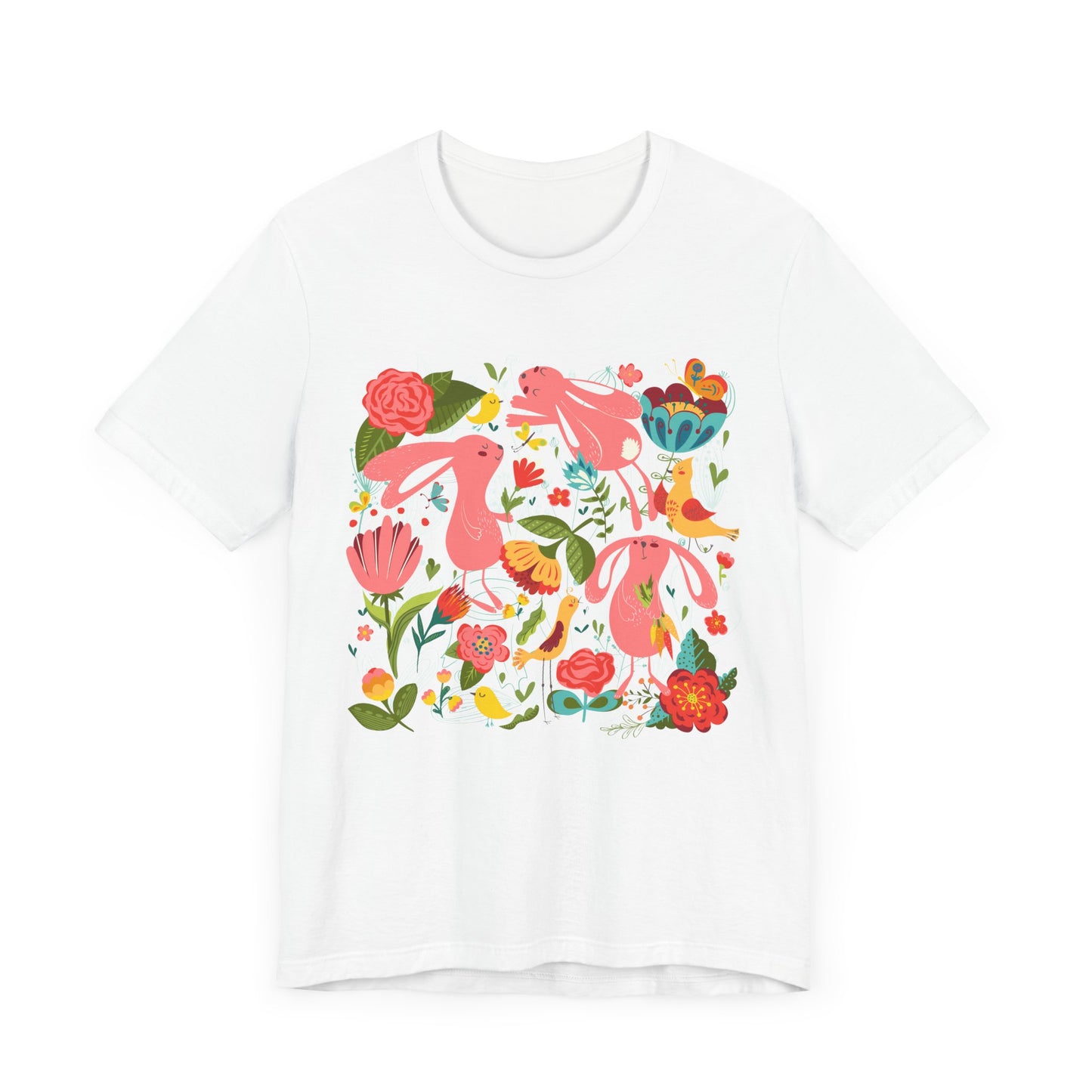 Bunny Bonanza Colorful Boho Easter Rabbit Trio Unisex Jersey Short Sleeve Tee