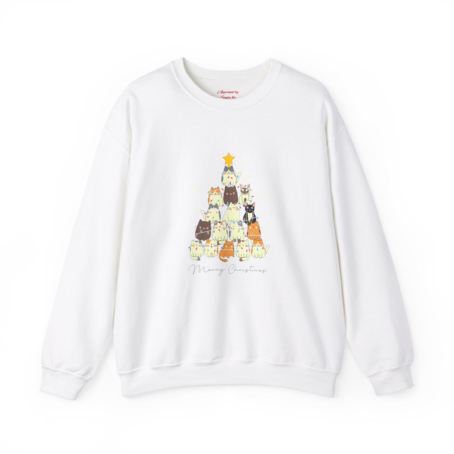 Unisex Heavy Blend Crewneck Sweatshirt Merry Christmas Cat Tree 🎄🐾✨