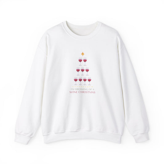 Unisex Heavy Blend Crewneck Sweatshirt I'm Dreaming of a Wine Christmas 🍷🎄✨