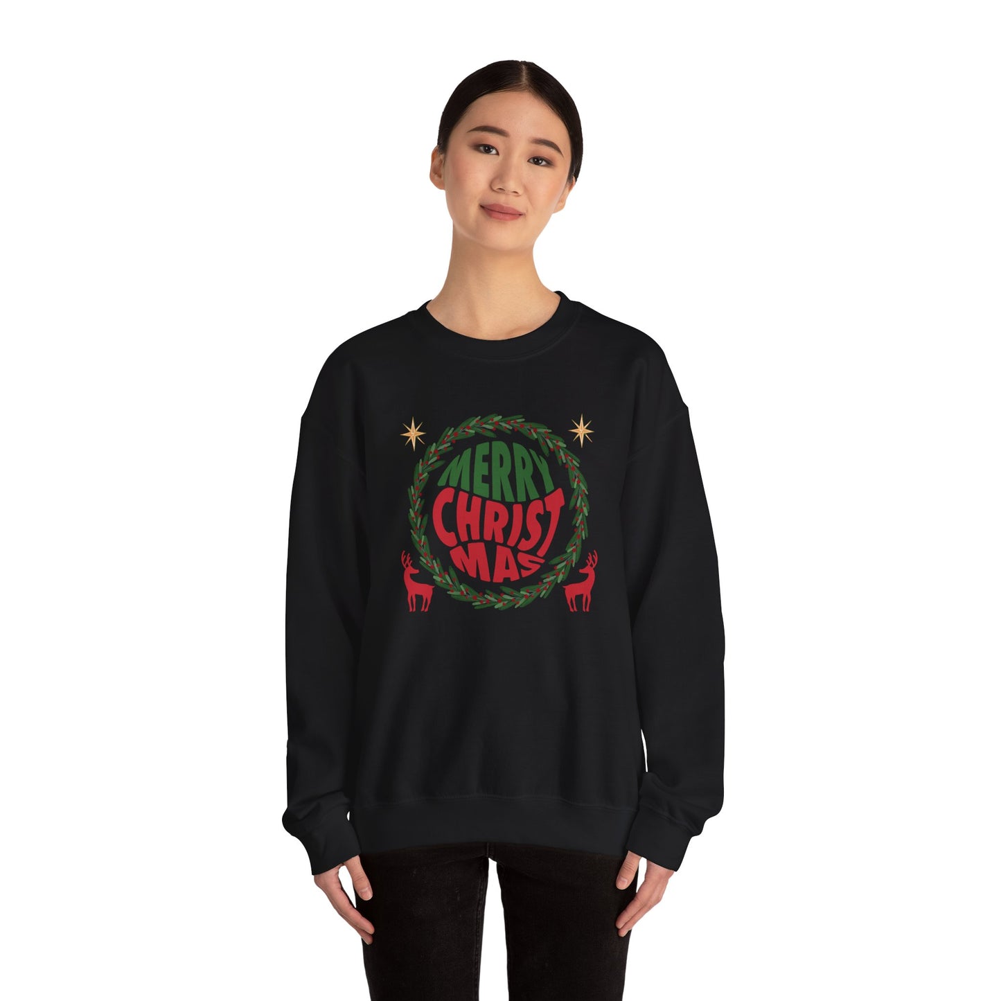 Unisex Heavy Blend Crewneck Sweatshirt Merry Christmas Wreath Design 🎄✨